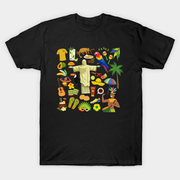 Brazil Travel Icons T-Shirt by FancyPlanet